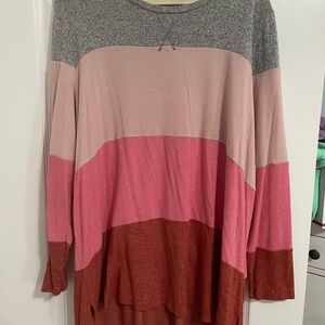Colorblock Women's Top - Gray, Pink, Red